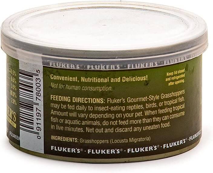 Flukers Gourmet Canned Food for Reptiles, Fish, Birds and Small Animals - Grass Hoppers 1.2 Ounce (Pack of 1)