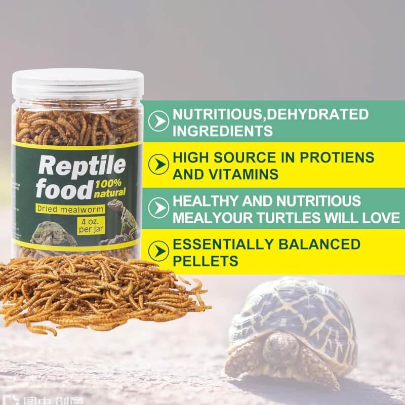 KUZINO Reptile Food Dried Mealworms - Pet Worms Food for Bearded Dragon Lizard Turtles, Chameleon Monitor Frog Sugar Glider Ducks Fish Hamsters and Hedgehogs (4 Ounce)