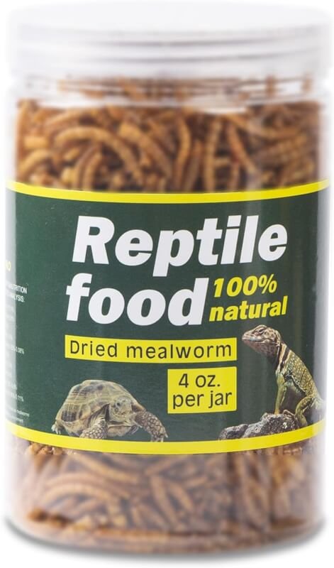 KUZINO Reptile Food Dried Mealworms - Pet Worms Food for Bearded Dragon Lizard Turtles, Chameleon Monitor Frog Sugar Glider Ducks Fish Hamsters and Hedgehogs (4 Ounce)