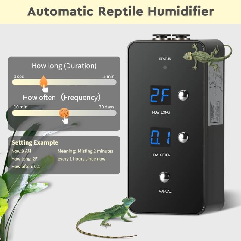 Reptile Humidifiers,Humidity Controller for Reptile Terrariums,Vivarium Automatic Misting System for Snake/Herpes Chameleon/Lizard/Turtle/Frog