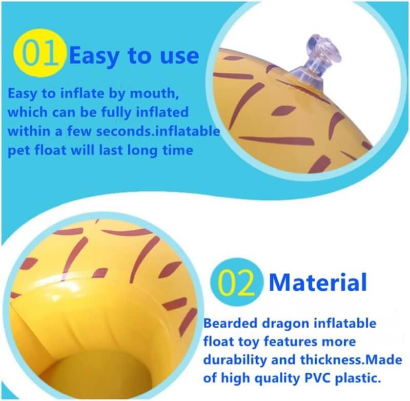 Small Animal Swimming Pool with Inflatable Float Set - Foldable Collapsible Bathing Cooling Pool Bath Tub Reptile Collar Ring for Lizard Amphibians Grooming Health Supplie (50x8cm(19.7x3.2))