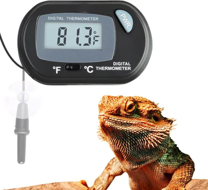 SunGrow Reptile Digital Thermometer, Waterproof Sensor Probe Monitors Temperature Accurately, Includes Replaceable Batteries, Easy to Read Display