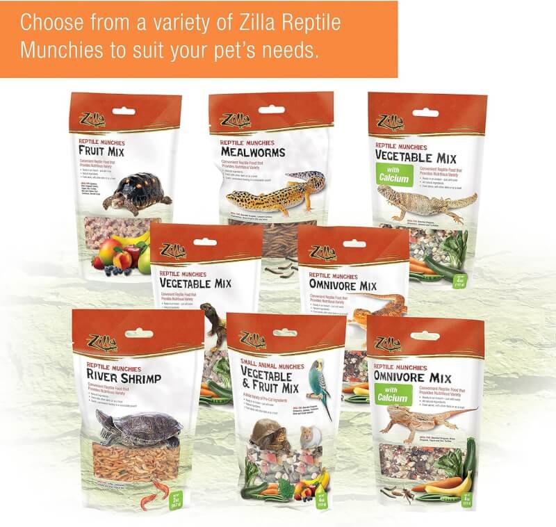 Zilla Reptile Food Munchies Mealworms for Pet Bearded Dragons, Leopard Geckos, Chameleons, Large Tropical Fish  Birds, 3.75-Ounce