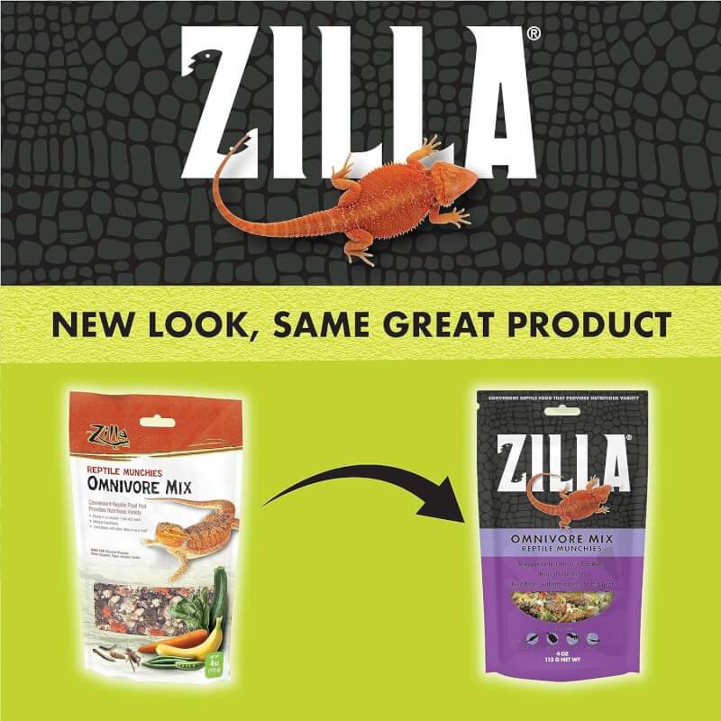 Zilla Reptile Munchies Omnivore Food Mix for Pet Bearded Dragons, Water Dragons, Tegus and Box Turtles, 4-Ounce