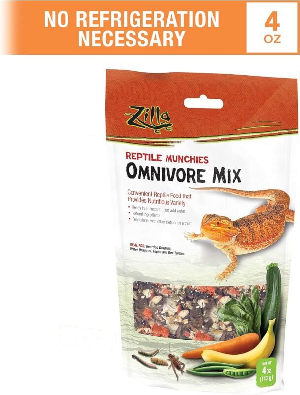 Zilla Reptile Munchies Omnivore Food Mix for Pet Bearded Dragons, Water Dragons, Tegus and Box Turtles, 4-Ounce