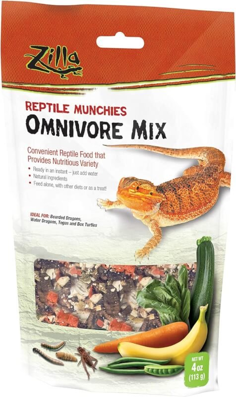 Zilla Reptile Munchies Omnivore Food Mix for Pet Bearded Dragons, Water Dragons, Tegus and Box Turtles, 4-Ounce