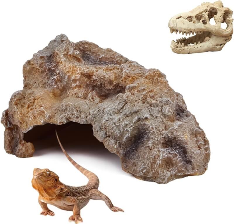 AWXZOM Reptile hideouts Come with Dinosaur Skull Hideout, Resin Cactus Desert Aquarium Tank Habitat Accessories for Bearded Dragon Chameleon Leopard Gecko Snake Fish (Ball Cactus)