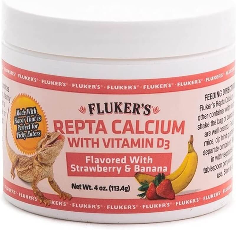 DBDPet Flukers Repta Strawberry-Banana Flavored Calcium with Vitamin D3 (4oz) - Includes Attached Pro-Tip Guide