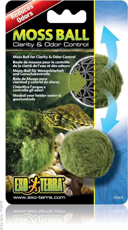 Exo Terra Moss Ball, Water Clarity and Odor Control for Aqua-Terrariums, PT2478, Green