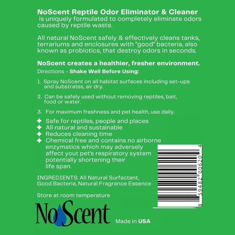 No Scent Reptile Tank Cleaner Spray  Pet Odor Management for Bearded Dragon, Turtle, Lizard Terrarium Freshener (2 Fl Oz / 59 mL)