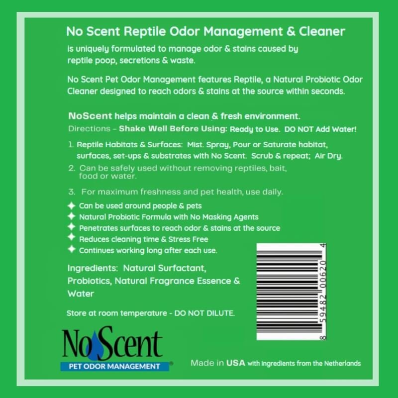 No Scent Reptile Tank Cleaner Spray  Pet Odor Management for Bearded Dragon, Turtle, Lizard Terrarium Freshener (2 Fl Oz / 59 mL)