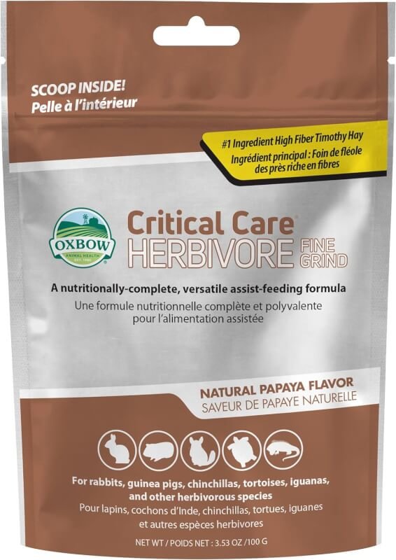 Oxbow Animal Health Critical Care, Herbivore, Fine Grind Papaya Flavor, 100 Gram Bag