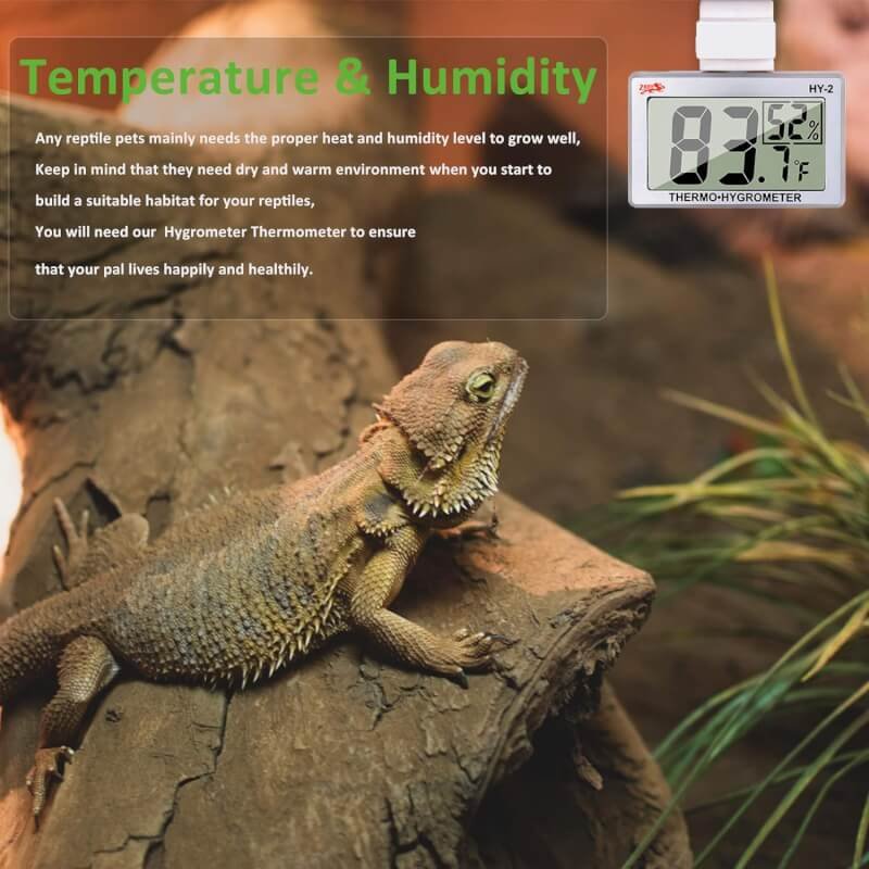 Reptile Thermometer Hygrometer LCD Digital Humidity Gauge, Worked with Reptile Heat Pad to Monitor Temperature  Humidity in Reptile Terrarium, Perfect for Turtle/Snake/Lizard/Frog/Spider/Plant Box