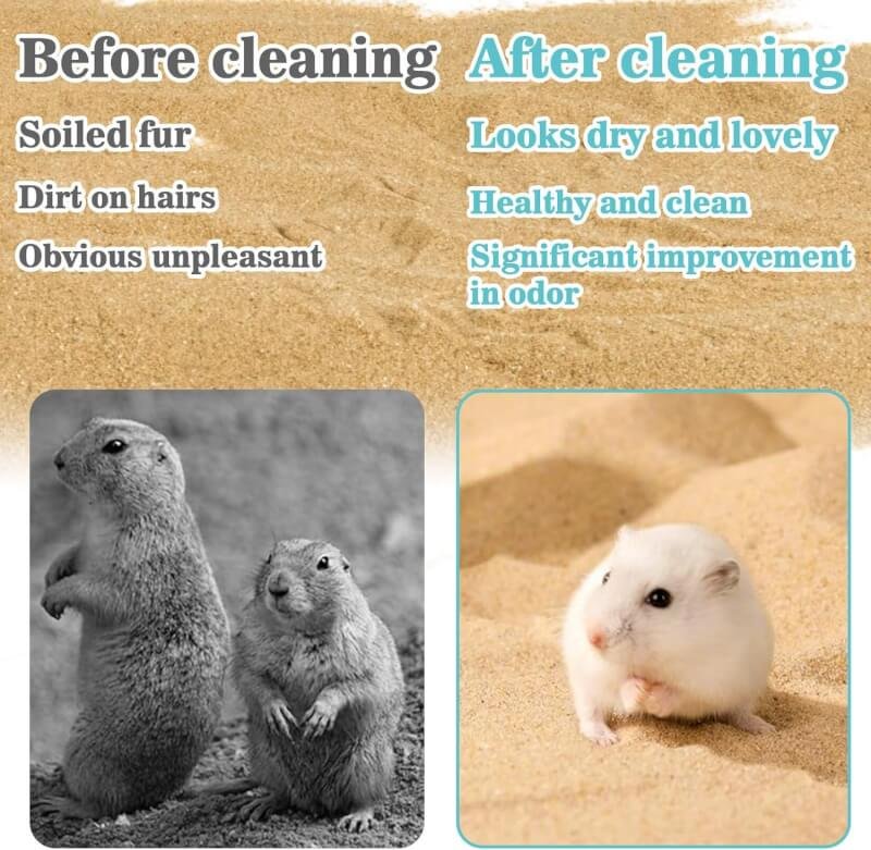 Sukh Hamster Desert Sand 47OZ - Fine Sand Bath for Reptile Hermit Crab Dwarf Hamster Chinchilla Gerbil Turtle as Zoo Med Repti Sand Substrate Hamster Bedding Cleaning Supplies Odor Control Hides Dig