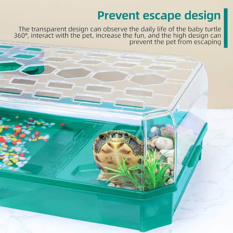 Wedoelsim 25.3 Reptile Habitat: All-in-One Terrarium for Turtles, Horned Frogs, Hermit Crabs, and Small Reptiles - Featuring Pump, Filter, Shower Function, and Easy Water Change