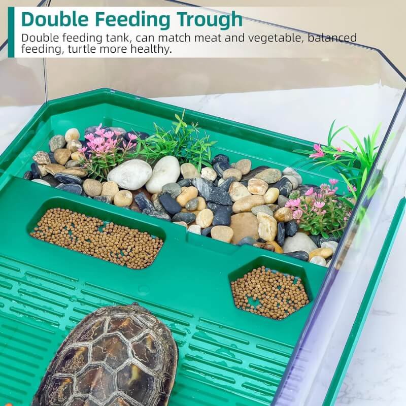 Wedoelsim 25.3 Reptile Habitat: All-in-One Terrarium for Turtles, Horned Frogs, Hermit Crabs, and Small Reptiles - Featuring Pump, Filter, Shower Function, and Easy Water Change