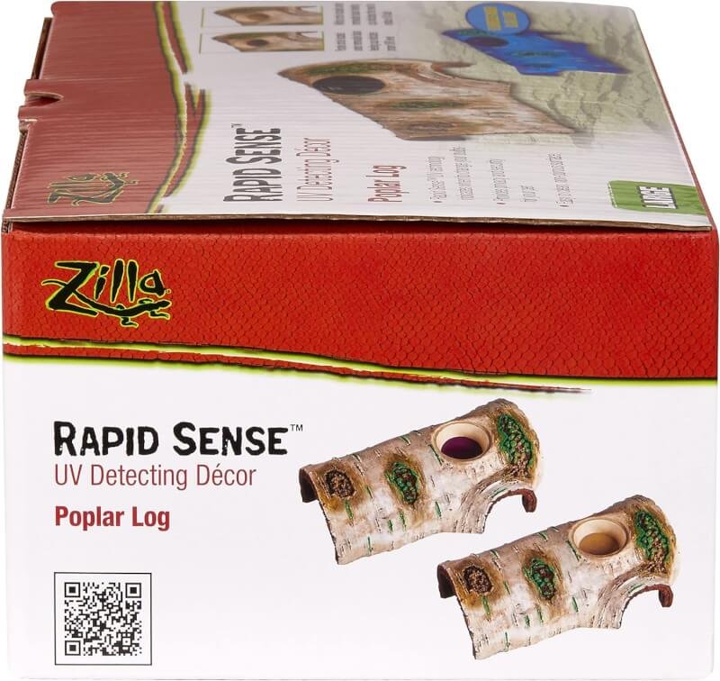 Zilla Rapid Sense UV Detecting Pet Reptile Terrarium Decor, Poplar Log, Medium