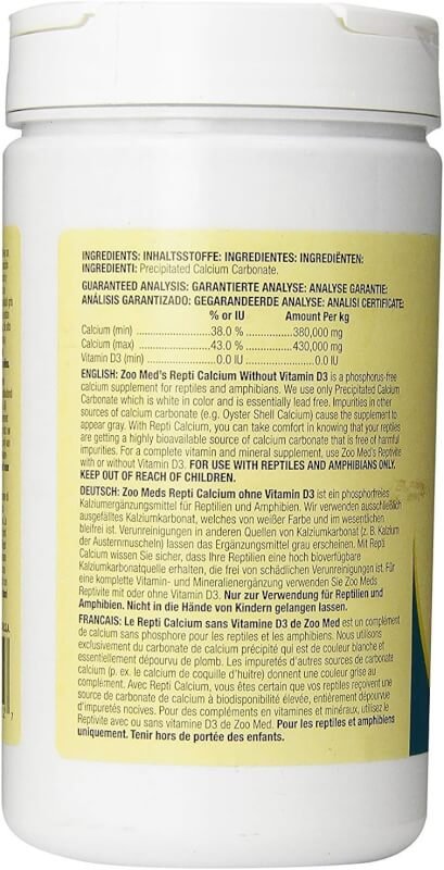 Zoo Med Repti Calcium Ultra Fine Precipitated Calcium Carbonate Reptile Supplement without Vitamin D3, 12-Ounce