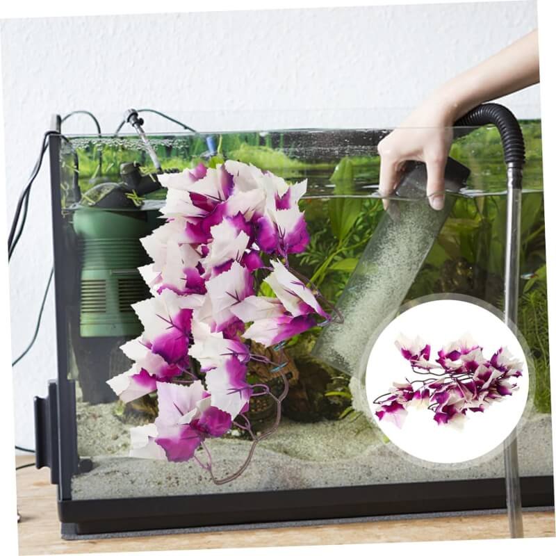 BESTOYARD 3pcs Fake Aquarium Plants Pond Plants Live Suction Plants for Reptile Faux Plants Fish Tank Decor Artificial Plants Outdoors Sink Strainer Rattan for Aquariums Purple Glass Indoor