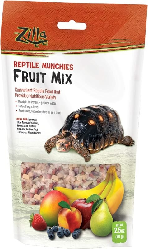 Zilla Reptile Food Munchies Fruit Mix for Pet Iguanas, Skinks, Tegus, Box Turtles, Tortoises  Hermit Crabs, 2.5 Ounce