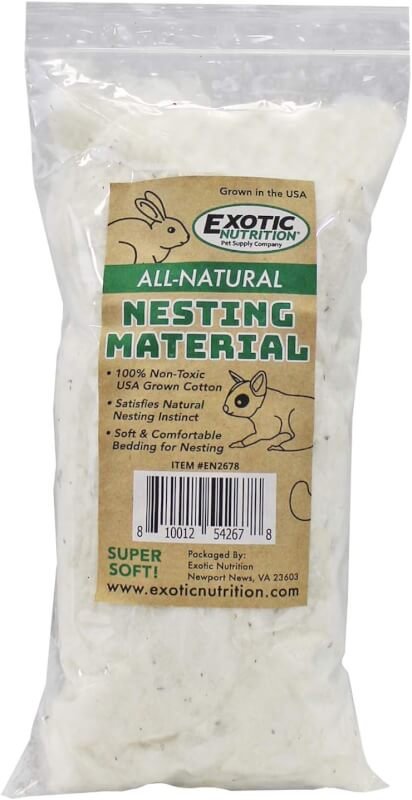 All-Natural Nesting Material (4 oz.) - 100% Cotton Eco-Friendly Animal Bedding - For Sugar Gliders, Squirrels, Hamsters, Rabbits, Chinchillas, Rats, Mice, Gerbils, Guinea Pigs and Other Small Pets