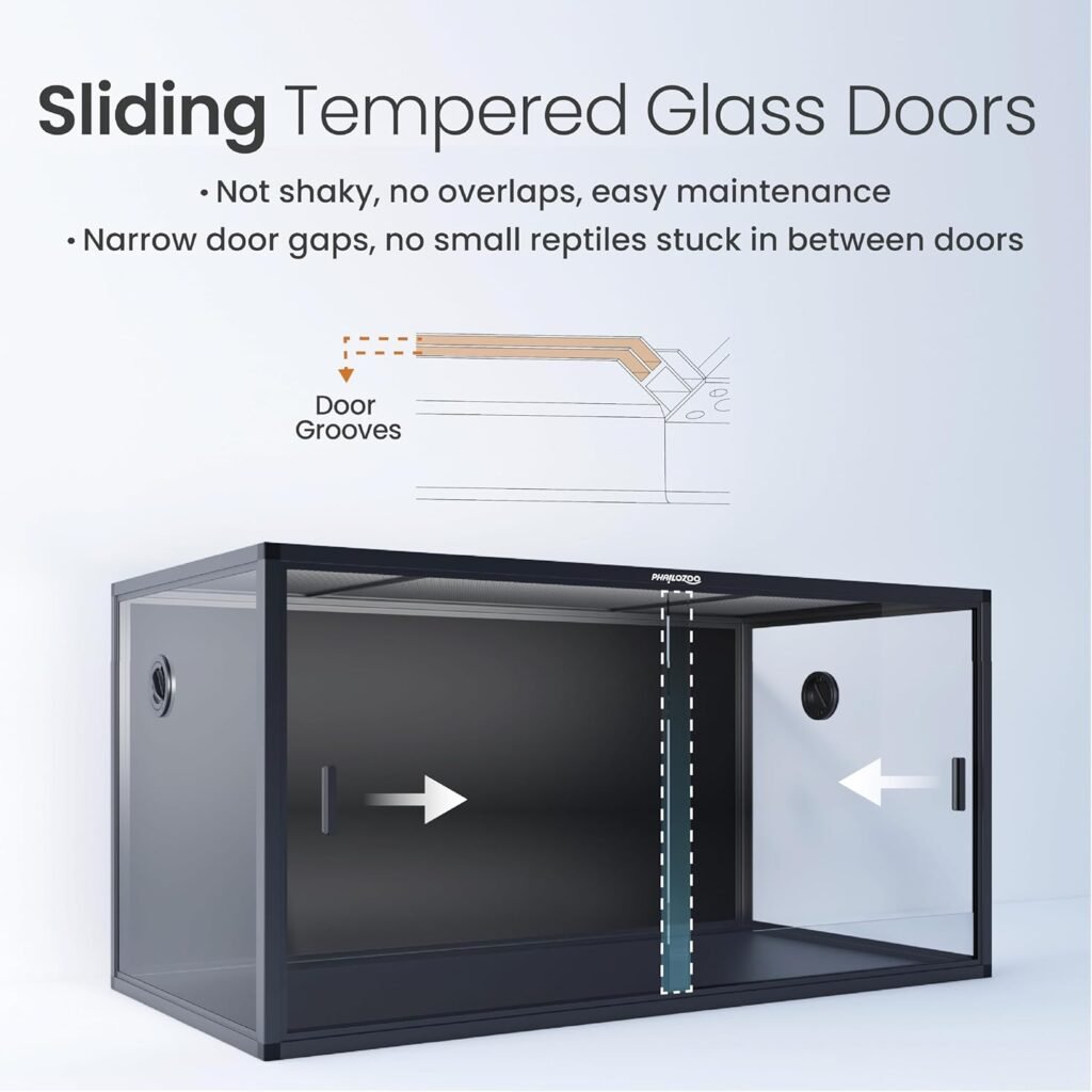 Phailozoo Gallon Bearded Dragon Tank,48 x x Reptile Tank with Sliding Door Top Screen Ventilation, Front Opening Reptile Enclosure for Easy Maintenance