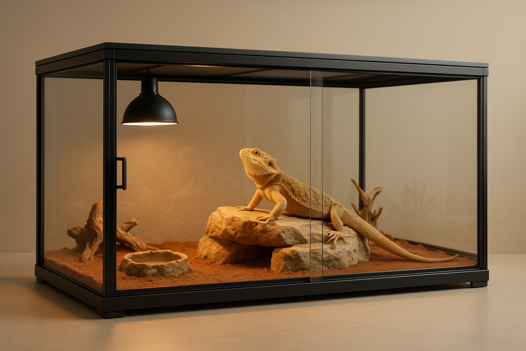 Phailozoo Gallon Bearded Dragon Tank,48 x x Reptile Tank with Sliding Door Top Screen Ventilation, Front Opening Reptile Enclosure for Easy Maintenance