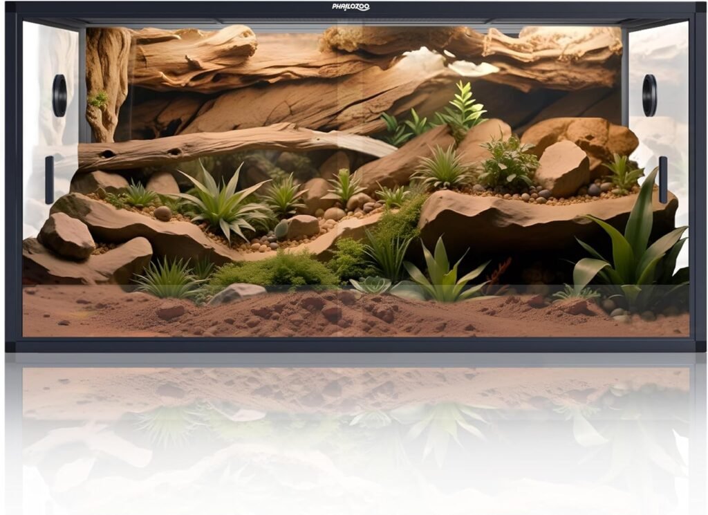 Phailozoo Gallon Bearded Dragon Tank,48 x x Reptile Tank with Sliding Door Top Screen Ventilation, Front Opening Reptile Enclosure for Easy Maintenance