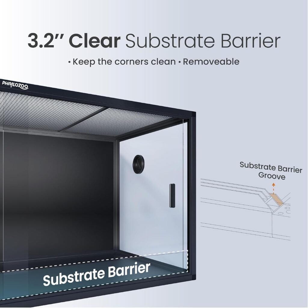 Phailozoo Gallon Bearded Dragon Tank,48 x x Reptile Tank with Sliding Door Top Screen Ventilation, Front Opening Reptile Enclosure for Easy Maintenance