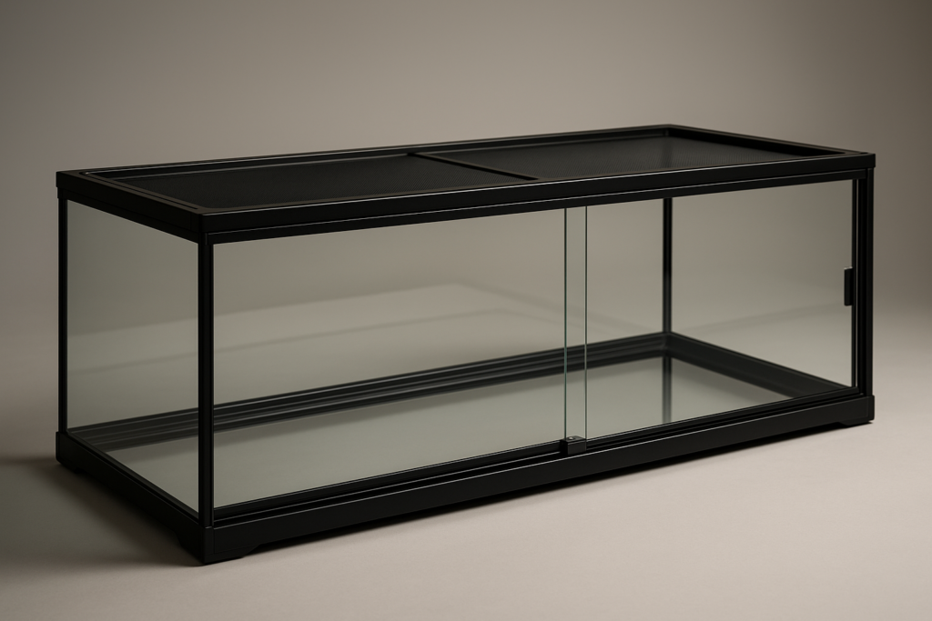 REPTI ZOO 67Gallon Reptile Large Terrarium Upgrade Glass Front Opening Tank Sliding Door with Screen Ventilation Reptile Terrarium About x x 18(Knock-Down)