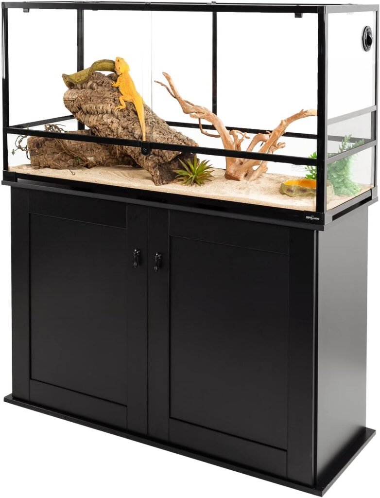 REPTI ZOO 67Gallon Reptile Large Terrarium Upgrade Glass Front Opening Tank Sliding Door with Screen Ventilation Reptile Terrarium About x x 18(Knock-Down)